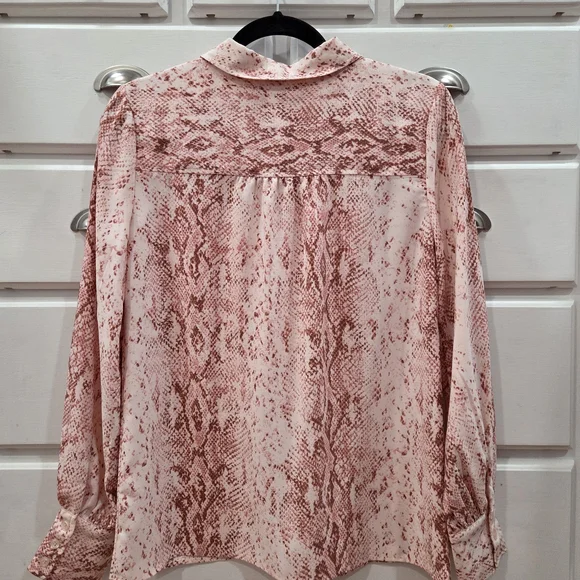 RACHEL Rachel Roy Pink Snake-Print Button-Up Blouse - Picture 3 of 6